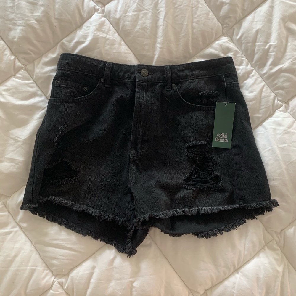 Distressed High Rise Shorts
